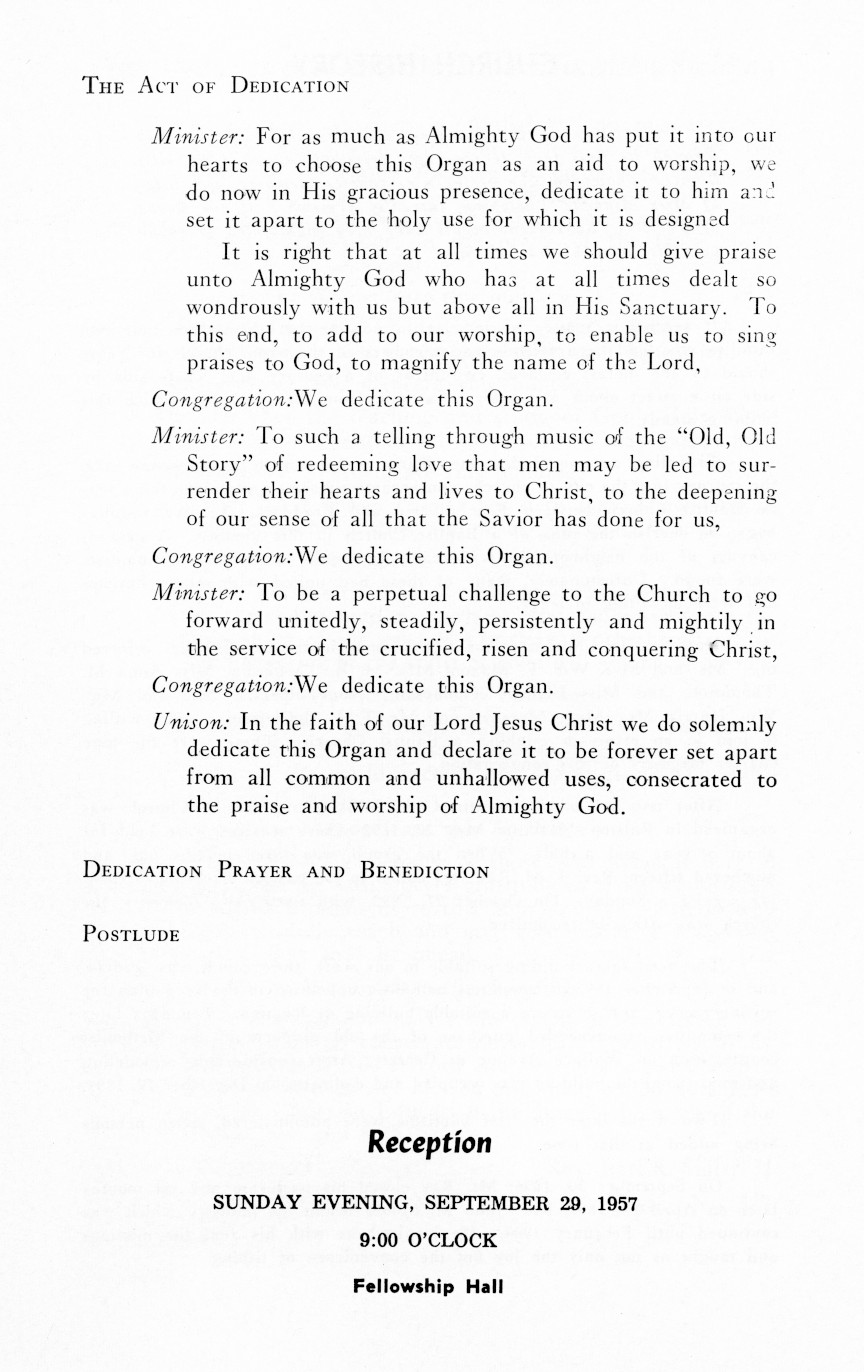 Wilkinsburg Baptist Church Dedication Services